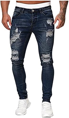 Jeans coloridos de perna reta de fsahjkee masculino, arrepia o escritório de férias de jeans de grandes dimensões