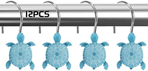 Yuiviot martelas de tartaruga marinha ganchos de cortina 【12pack】, acessórios decorativos de banheiros