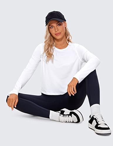 Crz Yoga Pima algodão de manga longa camisas de treino para mulheres Tamas esportivas atléticas de tops
