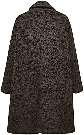 Casacos de trincheira foviguo para mulheres, túnica casual de inverno mulheres mulheres de manga longa de lã de lã de lã de lã de lã de cor sólida