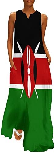 Vestido de tornozelo feminino da bandeira queniana