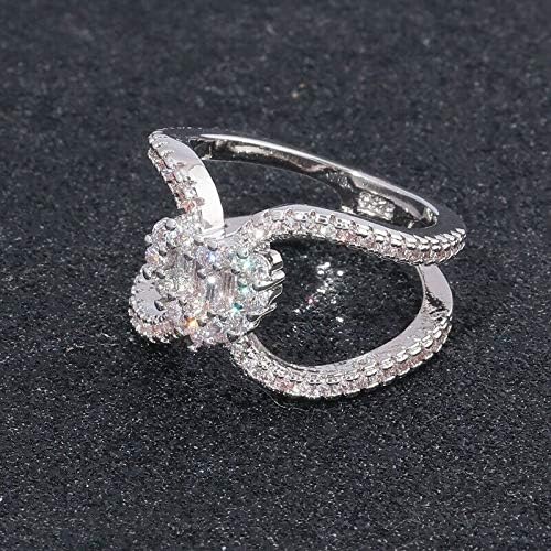 Jóias aura jóias brancas topázas de zircão prateado coração anéis de noivado feminino jóias tamanho 5-10