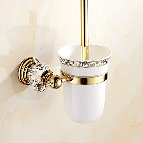 Liruxun Brechel Brush Monta de parede Brass com xícara de cristal Cuâmica Prancagem branca Bath