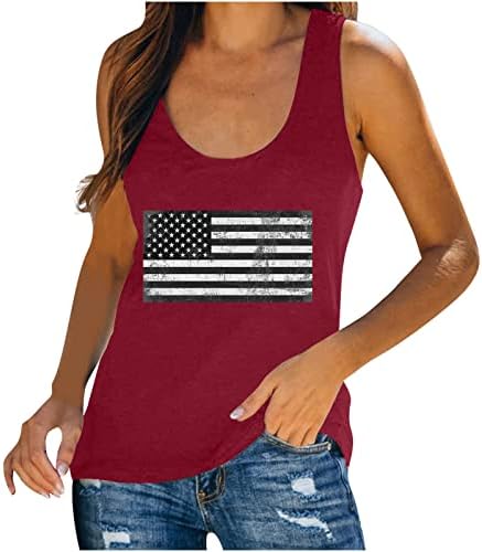 Tampa patriótica Panoegsn Patriótica para mulheres, camisetas soltas casuais femininas camisas de verão sem mangas
