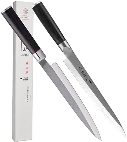 Faca de faca de sushi de chuyiren- faca- 9,5 polegadas 2pk, alça de madeira e alça de madeira wenge