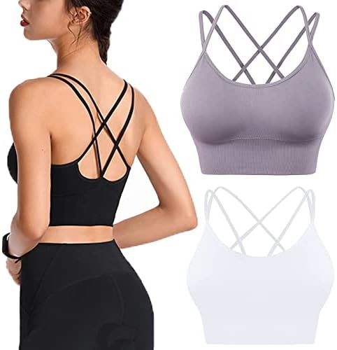 Rosyclo Sports Bra for Women Cross Cross Back acolchoado Strapped Cropped Seamless for Fitness Workout Yoga