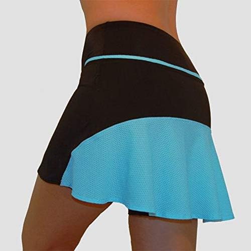 2 em 1 tênis Skorts Saias com shorts para mulheres Skorts de golfe fluidos Bloco colorido High Workout