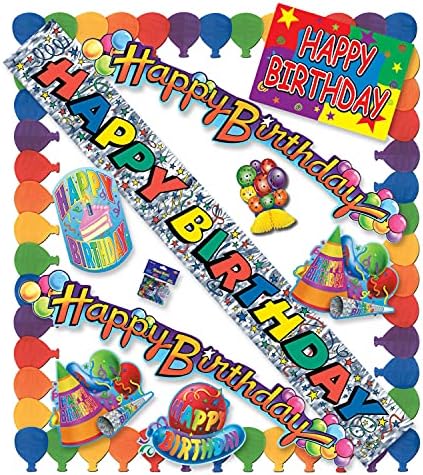 Beistle Decorações coloridas suprimentos de 11 peças Rainbow Party Birthday Party Kit, Tamanho único,