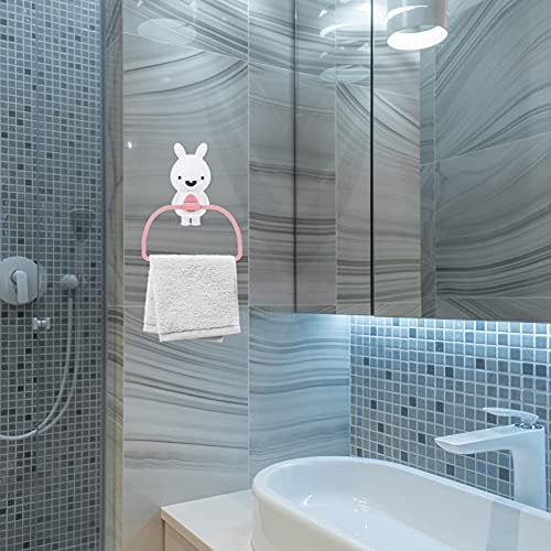 Acessórios brancos de cabilock Cartoon Rabbit Towel Rack parede de parede montado no suporte de pano infantil