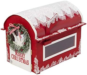 Gerson International 13,75 L Wood Holiday Mailbox Decor, 13,75inl x 9,5inw x 10iH, vermelho