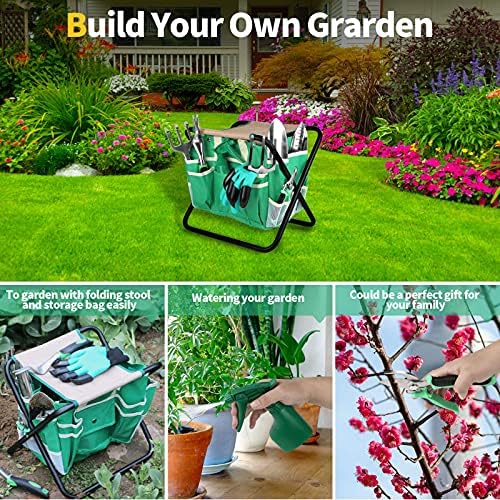 Hunting Friends Garden Tools Definir 9 peças Kit de jardim de alumínio de alumínio com bolsa de armazenamento destacável