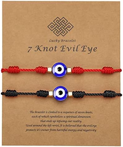 Cotati Evil Eye 7 NOT SLUCA LUCKY AMULET BRACELETS, Colar de corda de couro genuíno para homens homens