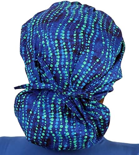 Sparkling Earth Balled Bouffant Ponytail Classic Surgical Style Scrub Working Cap - Made in the USA