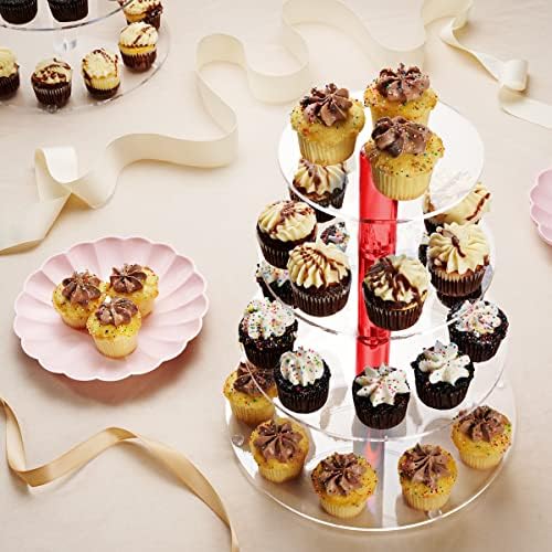 Cupcakes de acrílico de 4 camadas Stand para 36 cupcakes, torre de cupcakes feita com melhor acrílico de