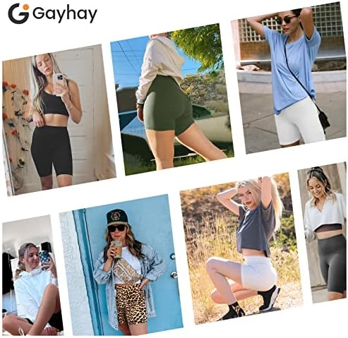 Shorts de motociclista Gayhay com bolsos para mulheres - Controle de barriga de cintura alta