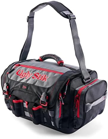 Plano Ugly Stik 3700 Tackle Bag, inclui 2 caixas de equipamento de Stowaway, bolsa de tackle de pesca à prova d'água e não esquisita com acessórios Molle, armazenamento de tackle premium