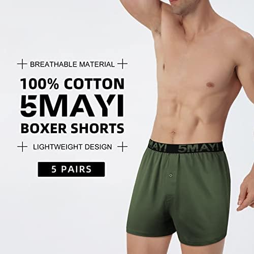 5mayi masculino boxeador de algodão macio malha masculino boxer calcinha de roupa íntima pacote de 5