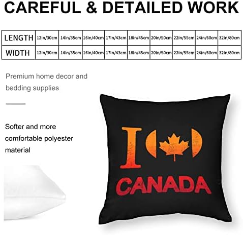Eu amo o Canadá, arremesso de travesseiro com almofadas de travesseiro quadrado com zíper protetor