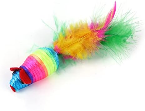 ZZJBGS Toys de gato para gato de gato de gato interno Rainbow Feather Mouse Linha colorida Teave