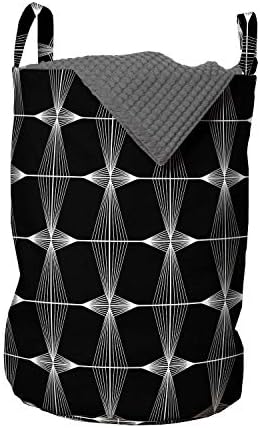 Bolsa de lavanderia de Trellis de Ambesonne, ilustração contemporânea de detalhes simétricos verticais