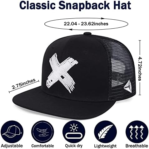 Chapéus de snapback para homens tamanho ajustável Baseball Cap clássico Mesh Trucker Hat Flat Bill