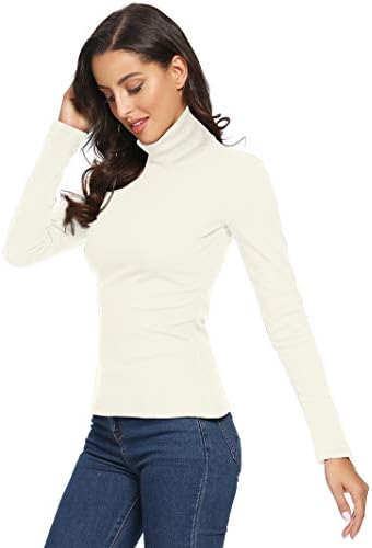 VIIOO Mulher feminina Turtleneck camisetas térmicas Tamas térmicas de algodão de algodão de pulôver