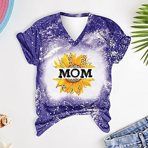 Mama camisa para mulheres de verão Mãe camisa de manga curta Tie Tye Mom camisetas letras imprimidas Tees
