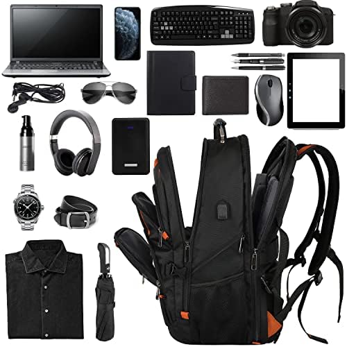 MOGPLOF 40L-50L Carry On Travel Mackpack + 18,4 Laptop Backpack Orange para homens Mulheres, mochila de mochila
