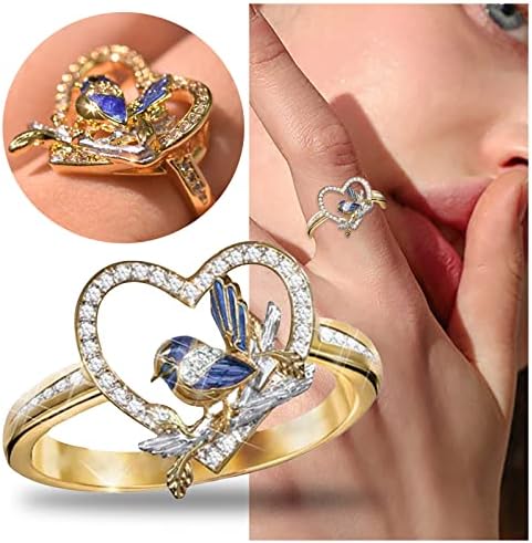 Anéis para mulheres 2023 Presentes de aniversário European Sparrow Epoxy Bird Fashion Ring e Wren Jewelry