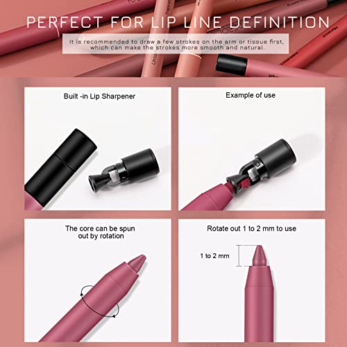Freeorr Lip Liner, lápis lápis cremoso e desliza sobre maquiagem lipitária suave, lápis de revestimento