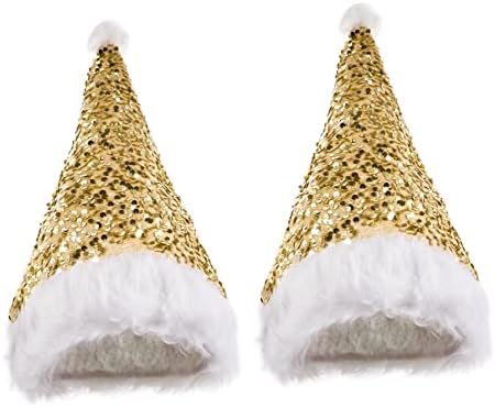 Toyvian 2pcs lantejouno santa chapéu de natividade decoração de natal tap boné santa chapéus adultos de pelúcia chapéu de festa de natal