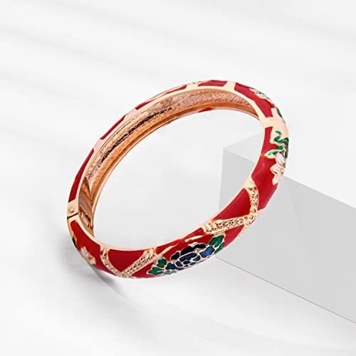 Ujoy clássico cloisonne pulseiras de esmalte jóias de bambu bambu floresta de bambu floresta de metal
