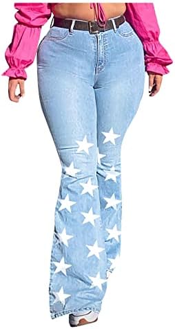 Hdzww Star Sexy Slacks regulares Ladies zippable com bolsos as calças de outono Bellbottoms macios