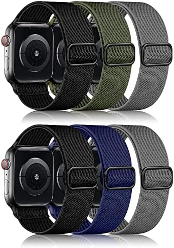 Daqin 6 embalagem Bandas de loop solo elásticas compatíveis com a banda Apple Watch 44mm 45mm 42mm para homens,