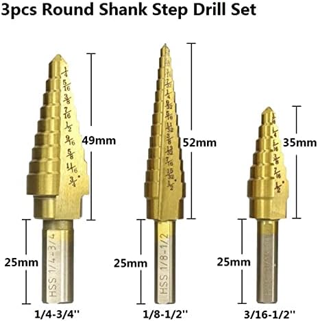 Broca de etapa de pikis bit 1/8-3/4 bit de cone da etapa revestida para perfuração de orifício de metal de madeira perfura de furadeira reta rura 1pcs
