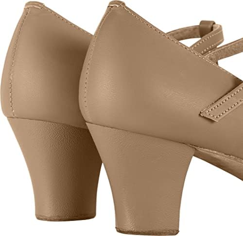 Linodes PU Leather t-shera t-shera Sapato de dança 2 '' para Women-Brown-6.5m