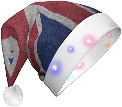 Andulação da bandeira do Reino Unido Funny Adults Plexusha Papai Noel Light Up Christmas Hat para mulheres