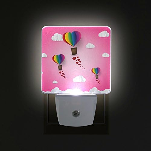 NAANLE Conjunto de 2 Rainbow Cor do coração Origami Balão de ar quente no céu rosa Cled Cloud Cut Art Art Valentine