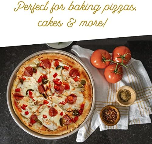 Ultra Cuisine 2 peças Pedras De profundo pizza Tortilha Pan - Planeiras de pizza de estilo Detroit - Panque de pizza de aço de carbono - Planta de pizza de ferro fundido Substituição - 12,7 ”x 1,5” Pizza redonda Pizza
