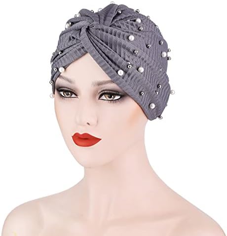 Gorro de turbante esticado para mulheres bonés de pérolas de pérolas Caps de bandeira Moda Fashion