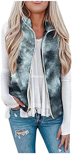 Badhub Womens Winter Colet Mleeveless Zip Up Fuzzy Fuzzy Lame Jackets Leopard Print Fall Warm Zipper com bolsos