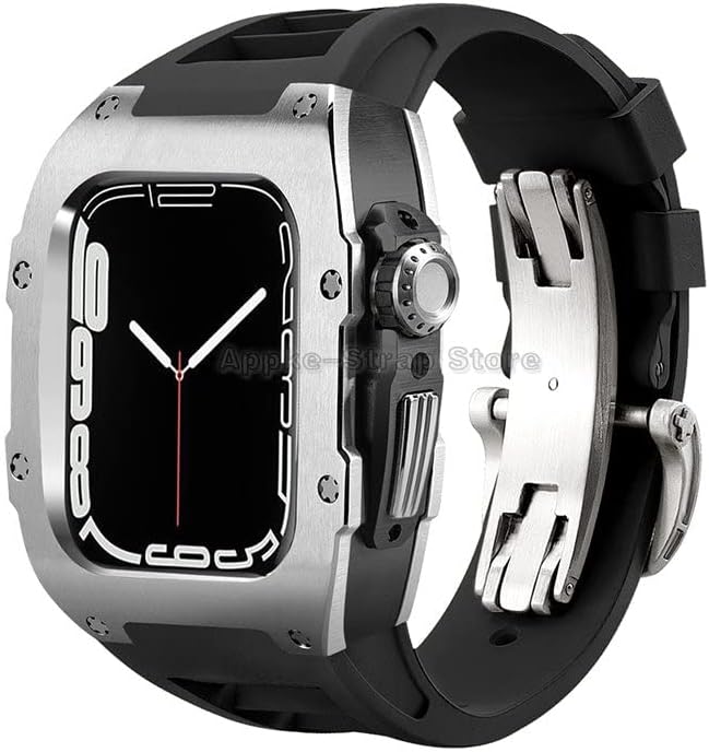 Ekins Carbon Fiber Luxury Case para Apple Watch Band 8 45mm Series 7 6 Aço inoxidável para Iwatch Series 5 4