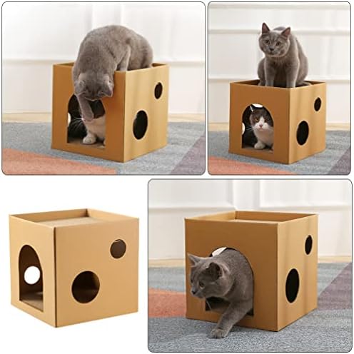 Chaise Popetpop Lounge de papelão interno Cat Cat-Cat Scratcher esconderia, brinquedo de arranhão de