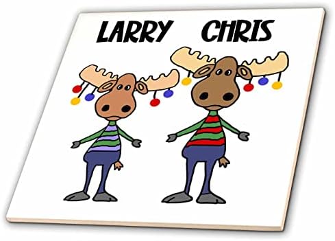 3drose engraçado fofo Larry e Chris Moose Feliz Natal Cartoon - azulejos