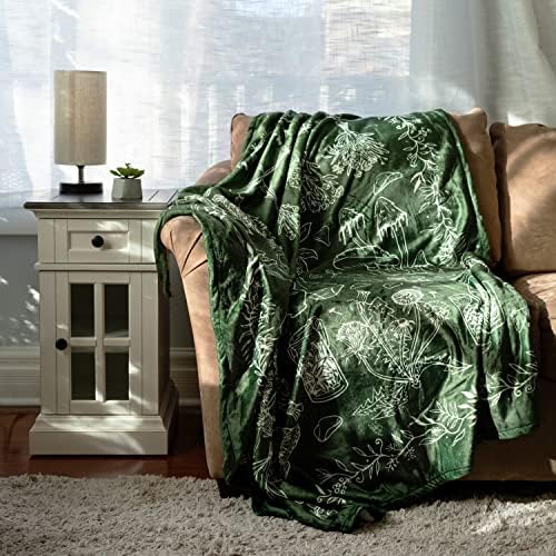 Feitchloth - cobertor de bruxa verde, perfeito para presentes de bruxa, decoração da sala de bruxa, decoração wiccan e coisas de bruxa como cama de bruxa, arremesso de bruxa e tapeçaria para o quarto