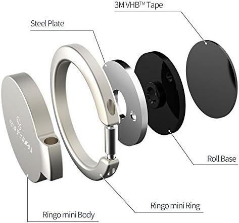 Sinjimoru Phone Ring Holder e Ring Stand de dedo 360 ° Rotação, Kickstand de garra do telefone para iPhone Anexável