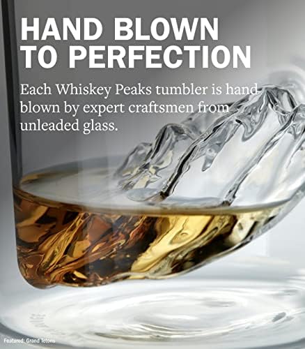 Huckberry Whisky Peaks icônicos copos de barra de montanha, capacidade de 11,5 oz, cristal sem