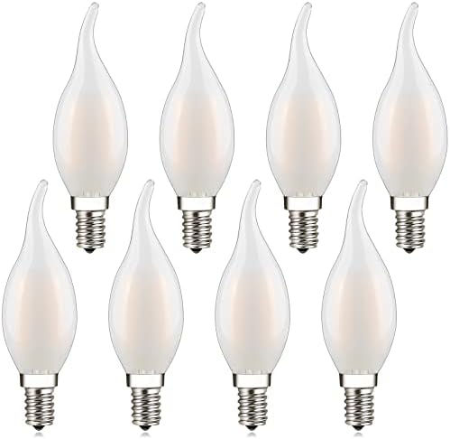 CA10 E12 Lâmpada LED, 2W 2700k Soft Warm, formato da ponta da chama, lâmpadas de filamento de