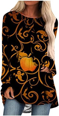 Camisa fofa para leggings Halloween impresso Longo pescoço redondo largo de manga longa Selta graphicfall