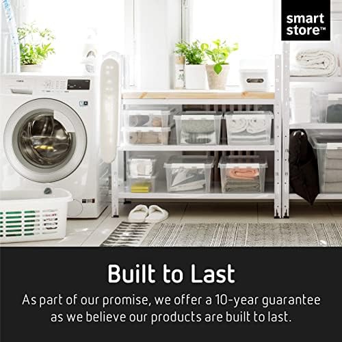 SmartStore 61L Clear grandes caixas de armazenamento de plástico com tampas - conjunto de 3 - transparente - empilhável e nidável - garantem garantia de 10 anos-